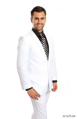 White Vitto Two Piece Modern Fit Suit Two Button Notch Lapel