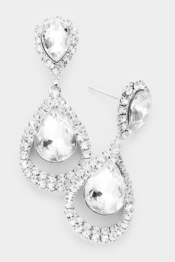 Double Teardrop Crystal Rhinestone Earrings