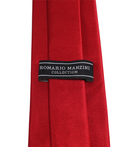 New Men's X-Long Length Solid Satin Red Self Tie Long Tie