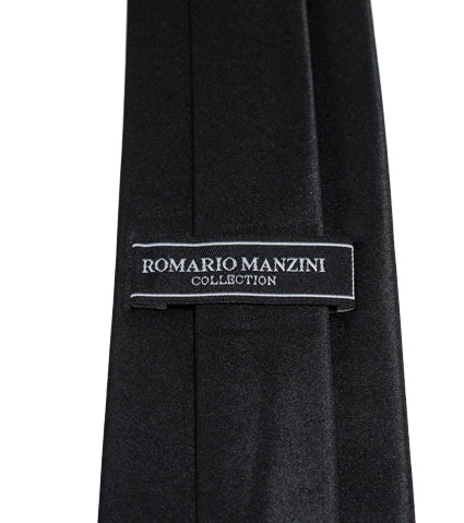 New Men's X-Long Length Solid Satin Black Self Tie Long Tie