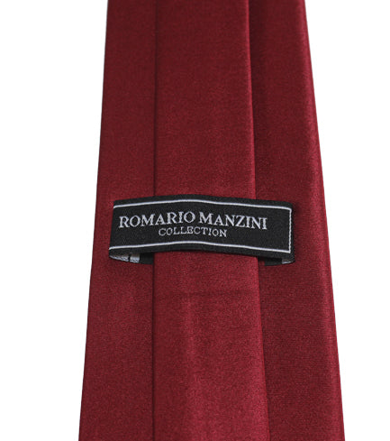 New Men's X-Long Length Solid Satin Burgundy Self Tie Long Tie