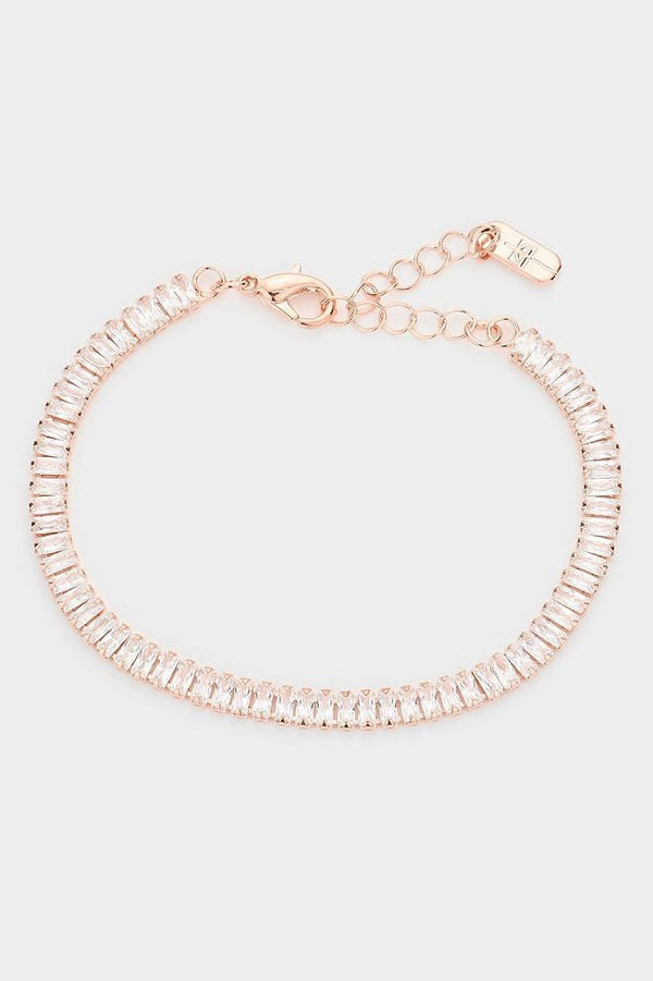 Rectangle Stone Evening Bracelet - Silver or Rose Gold