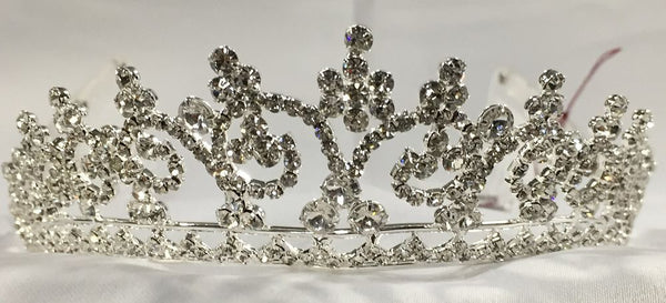 Contoured Princess Crystal Rhinestone Silver 1" Tiara