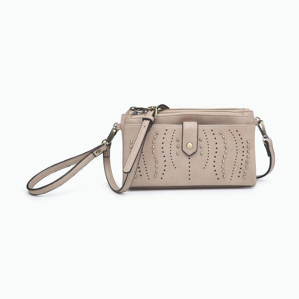 Ayra Studded Wallet Clutch Crossbody - Beige or Light Blue