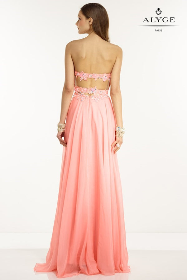 Alyce Paris 1106 Pink Coral A-Line Chiffon Dress