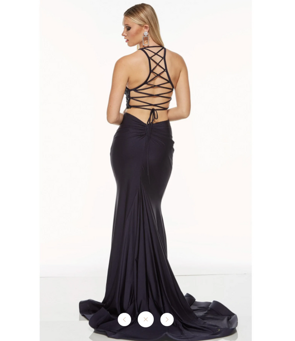 Alyce Paris 60788 Midnight 2 Piece Jersey Fitted Dress - Size 8