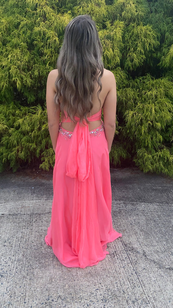 Alyce 6266 New Coral Sweetheart Chiffon A-Line