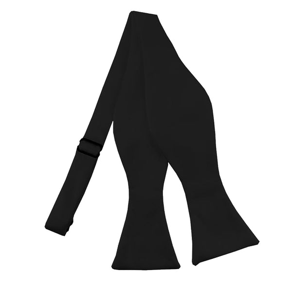 New Black Solid Satin Self Tie Bow Tie