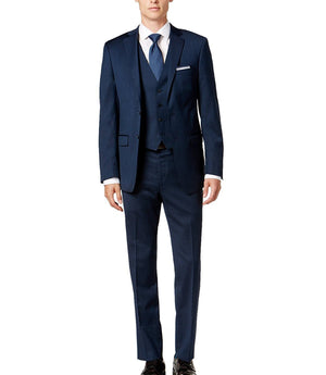 Midnight Blue Caravelli Slim Fit Three Piece Suit With Vest