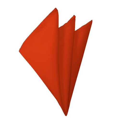 New Solid Satin Pocket Square - Coral Red
