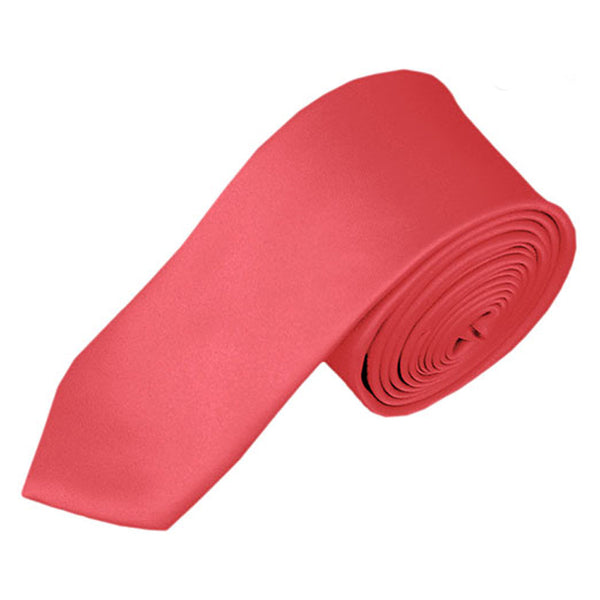 New Coral Rose Self Tie Slim Long Tie