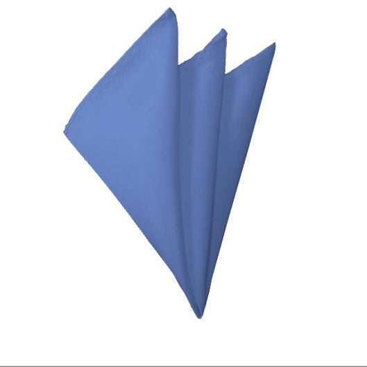 New Solid Satin Pocket Square - Steel Blue