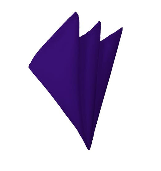New Solid Satin Pocket Square - Dark Purple
