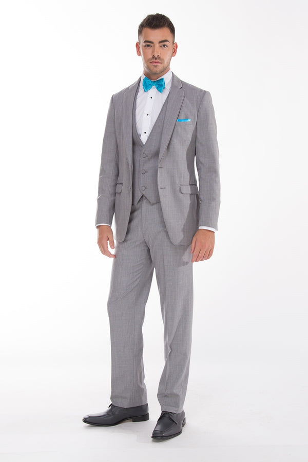 Heather Gray Grey Allure Light Grey Tuxedo / Suit Blue Accent