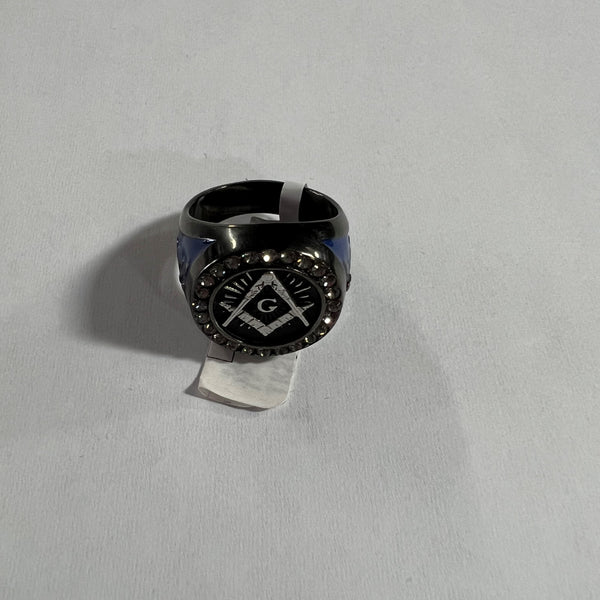 Blue Black Masonic Ring