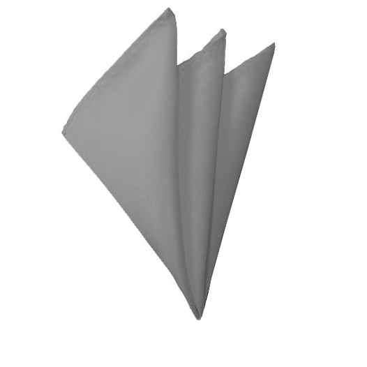 New Solid Satin Pocket Square - Silver