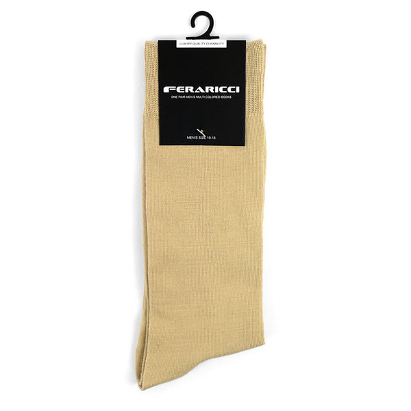 Men's Tan Solid Crew Socks