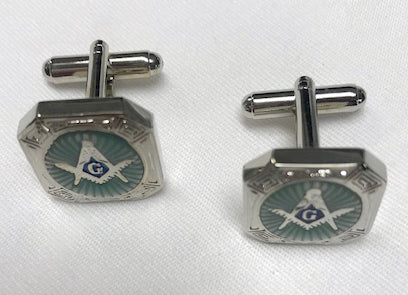 Masonic Silver Burst Square and Compass Boxed Cufflinks