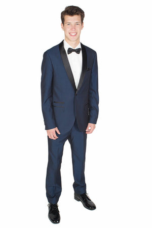 Navy West End Black Satin Shawl Lapel Slim Fit Tuxedo