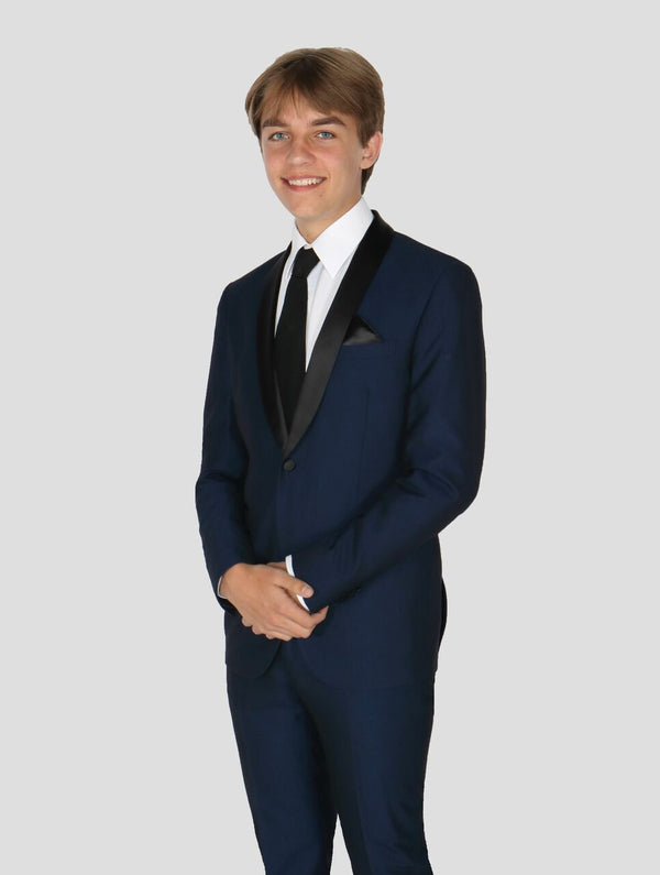 Navy West End Black Satin Shawl Lapel Slim Fit Tuxedo