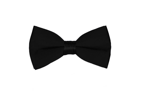 New Black Satin Pretied Bow Tie