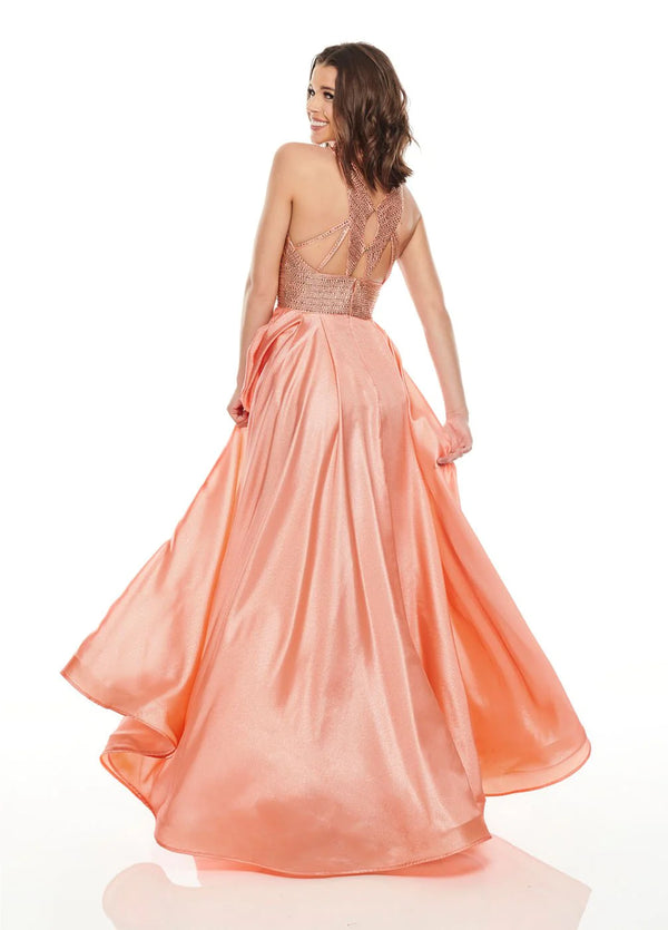 Rachel Allan 7116 Coral Organza A-Line Dress