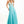 White and Aqua beading create an ombre effect on the bodice of this strapless chiffon a-line dress.