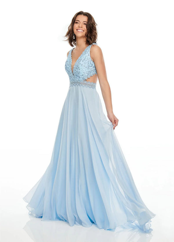 Rachel Allan 7097 Blush Pink Flowy Chiffon Dress - Size 4