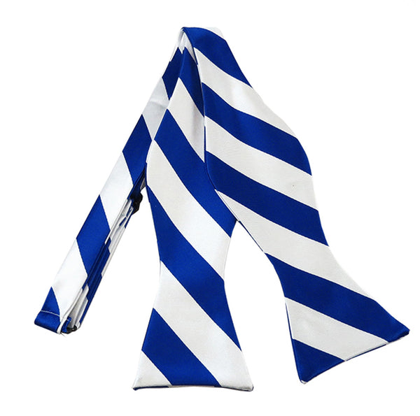 Collegiate Stripes: Royal Blue and White Self-tie Bow Tie