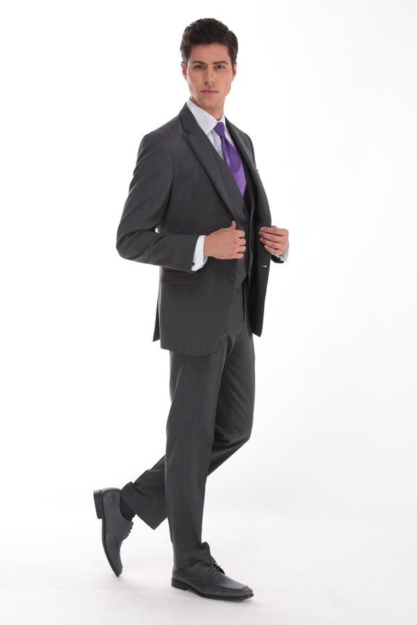 Steel Grey Allure Dark Gray Tuxedo Suit Jean Yves