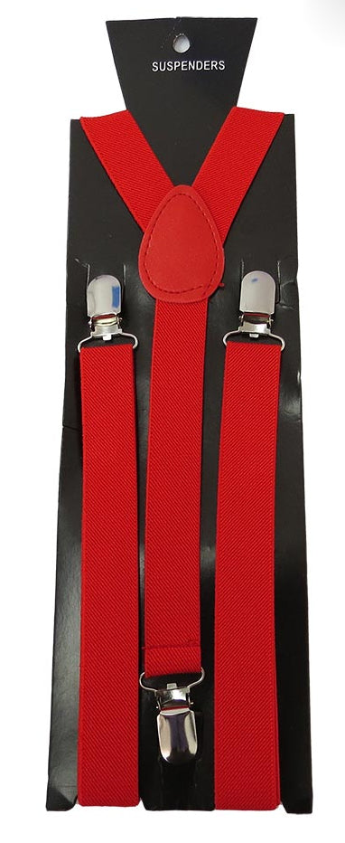 Adjustable Clip-on Suspenders - Red