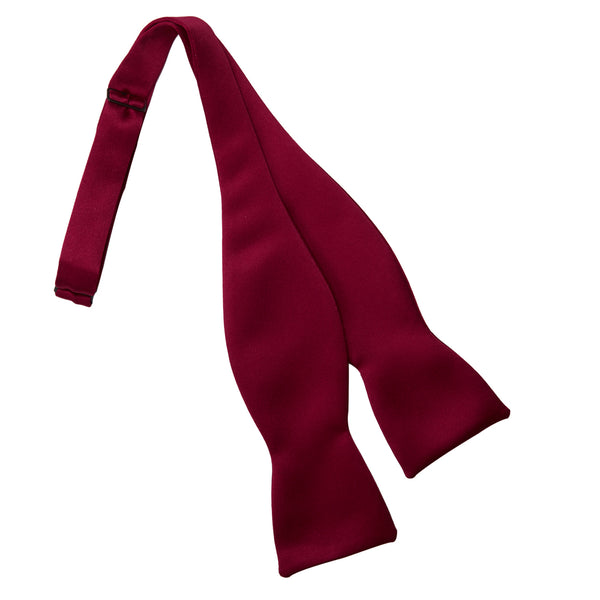 Men's Burgundy Satin Self Tie Bow Tie